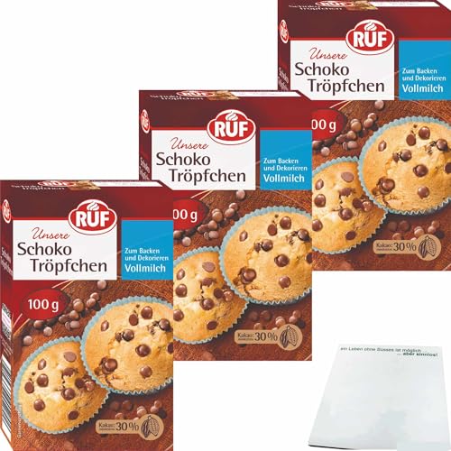 usy Bundle für Ruf Schoko Tröpfchen zum Backen und Dekorieren 3er Pack (3x100g Packung) + usy Block von usy