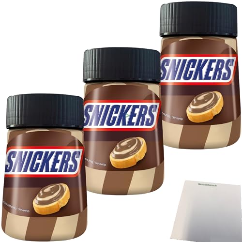 usy Bundle für Snickers Brotaufstrich Schoko-Karamell-Aufstrich 3er Pack (3x350g Glas) + usy Block von usy