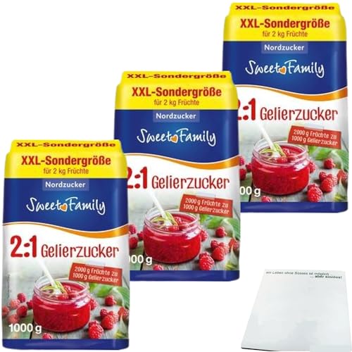 usy Bundle für Sweet Family Gelierzucker 2zu1 XXL Sondergröße 3er Pack (3x1kg Packung) + usy Block von usy