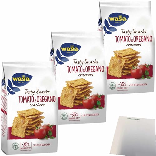 usy Bundle für Wasa Knäckebrot Delicate Cracker Tomate und Oregano 3er Pack (3x160g Beutel) + usy Block von usy