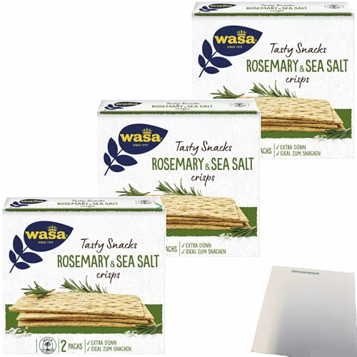 usy Bundle für Wasa Knäckebrot Delicate Crisp Rosemary & Sea Salt 3er Pack (3x190g Packung) + usy Block von usy