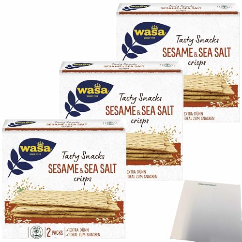 usy Bundle für Wasa Knäckebrot Delicate Crisp Sesam & Meersalz 3er Pack (3x190g Packung) + usy Block von usy