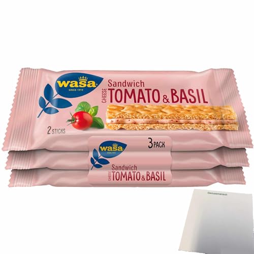 usy Bundle für Wasa Knäckebrot Sandwich Käse, Tomate & Basilikum Multipack (120g Packung) + usy Block von usy