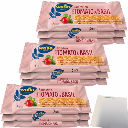 usy Bundle für Wasa Knäckebrot Sandwich Käse, Tomate & Basilikum Multipack 3er Pack (3x120g Packung) + usy Block von usy