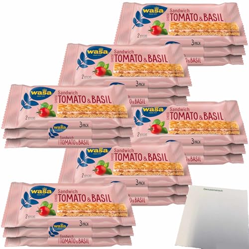 usy Bundle für Wasa Knäckebrot Sandwich Käse, Tomate & Basilikum Multipack 6er Pack (6x120g Packung) + usy Block von usy