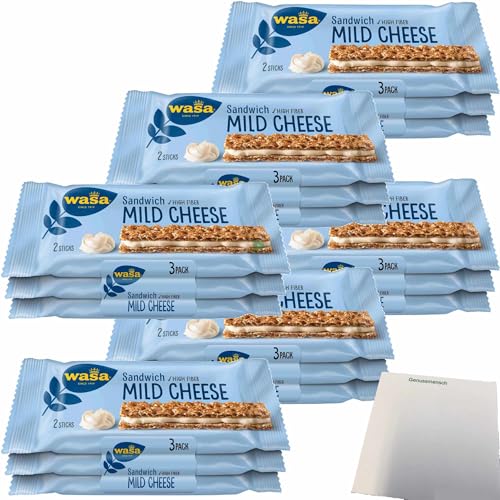 usy Bundle für Wasa Knäckebrot Sandwich Käse Multipack 6er Pack (6x90g Packung) + usy Block von usy