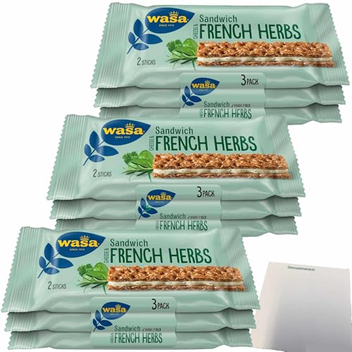 usy Bundle für Wasa Knäckebrot Sandwich Käse & Feine Kräuter Multipack 3er Pack (3x90g Packung) + usy Block von usy