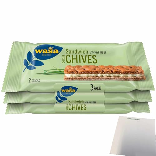 usy Bundle für Wasa Knäckebrot Sandwich Käse & Schnittlauch Multipack (111g Packung) + usy Block von usy