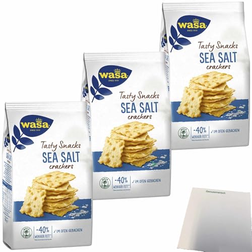 usy Bundle für Wasa Tasty Snacks Crackers Meersalz 3er Pack (3x180g Packung) + usy Block von usy