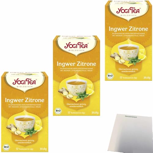 usy Bundle für Yogi Tea Ingwer Zitrone 3er Pack (3x17x1,8g Beutel) + usy Block von usy