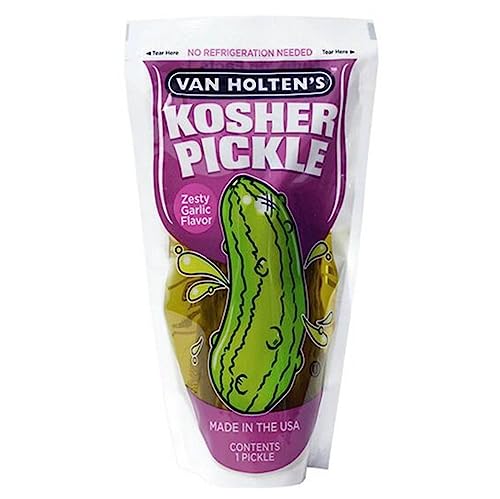 Van Holten Jumbo-Gurke im Beutel – koscheres Produkt mit pikantem Knoblauchgeschmack, amerikanische Gurken, fett- und glutenfrei von van holten