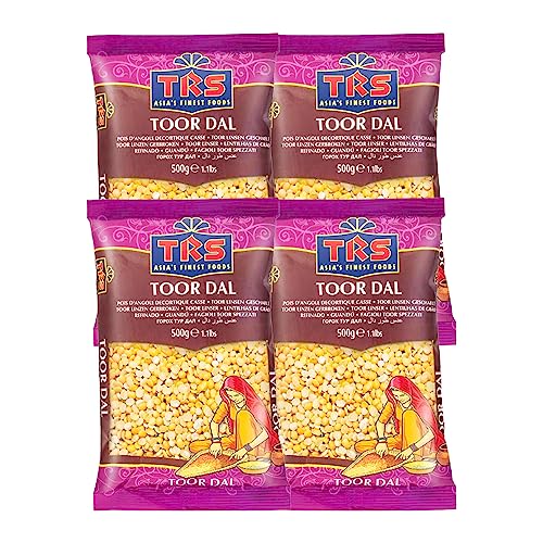 TRS Toor Dall Plain | 500 g | Toor Dal | Ballaststoffreich | proteinreich | natürlich | glutenfreundlich | indischer Herkunft (4 Stück) von veenas