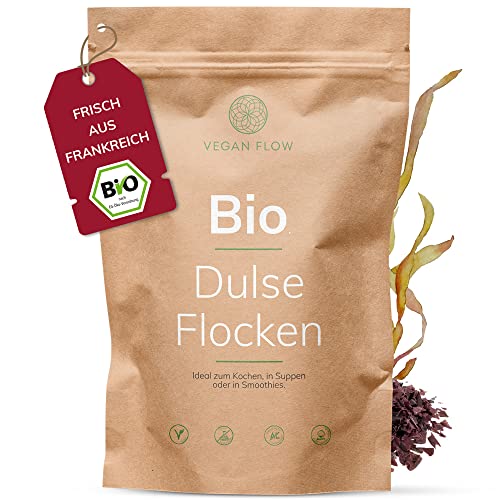 VEGAN FLOW® Dulse Flocken Bio aus dem Atlantik, Rotalgen für Smoothies oder als Trocken-Gemüse von veganflow