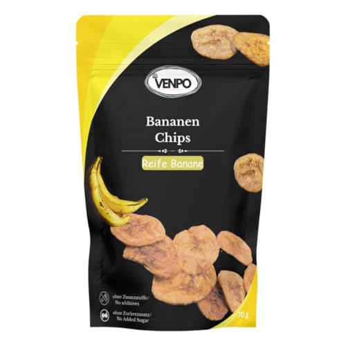 Venpo Bananenchips, Reife bananen chips, Indian snack, Banane Geschmack, knuspriger Snack von venpo