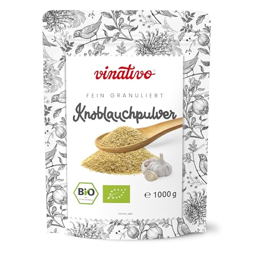 vinativo Knoblauchpulver BIO – fein granuliert – 1kg – Knoblauch gemahlen – Bio-Qualität – aus kontrolliert biologischem Anbau von vinativo