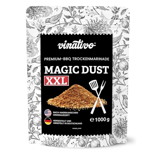 vinativo Magic Dust BBQ-Rub – 1000g – Marinade für Fleisch – zum Grillen – Magic Dust 1KG – BBQ Gewürz – Rub für Spareribs von vinativo