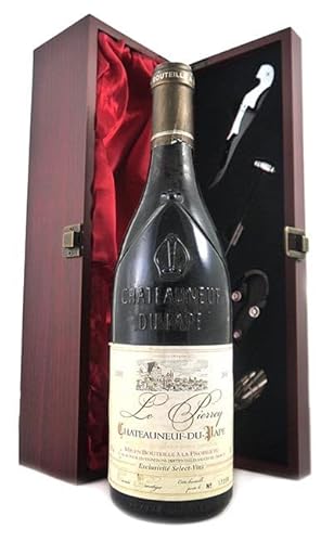 Chateauneuf du Pape Le Pierrey 2000 (Red wine) in einer mit Seide ausgestatetten Geschenkbox, da zu 4 Weinaccessoires, 1 x 750ml von vintagewinegift