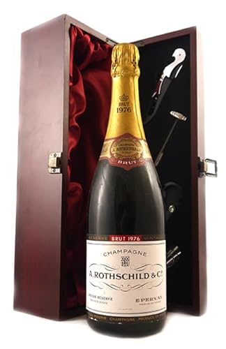 Alfred Rothschild & Co Grande Reserve Private Cuvee Brut Vintage Champagne 1976 in einer mit Seide ausgestatetten Geschenkbox, da zu 4 Weinaccessoires, 1 x 750ml von vintagewinegifts