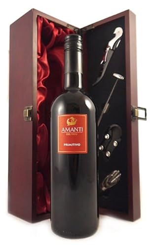 Amanti Primitivo 2023 Salento (Red wine) in einer Geschenkbox, da zu 4 Weinaccessoires, 1 x 750ml von vintagewinegifts