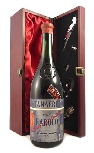 Barolo 1955 Fontafredda (Red wine) in einer mit Seide ausgestatetten Geschenkbox, da zu 4 Weinaccessoires, 1 x 750ml von vintagewinegifts