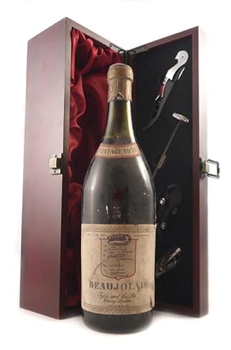 Beaujolais 1955 Tylers bottling (Red wine) in einer mit Seide ausgestatetten Geschenkbox, da zu 4 Weinaccessoires, 1 x 750ml von vintagewinegifts