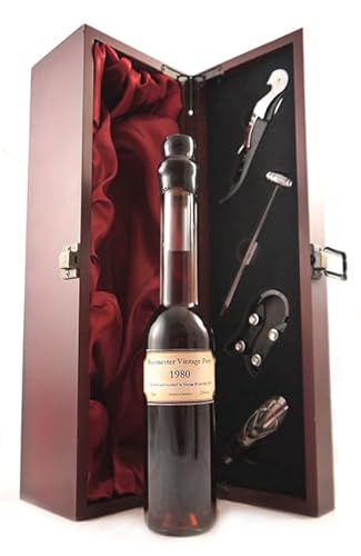 Burmester Vintage Port 1980 20cl (Decanted Selection) in einer mit Seide ausgestatetten Geschenkbox, da zu 4 Weinaccessoires, 1 x 200ml von vintagewinegifts