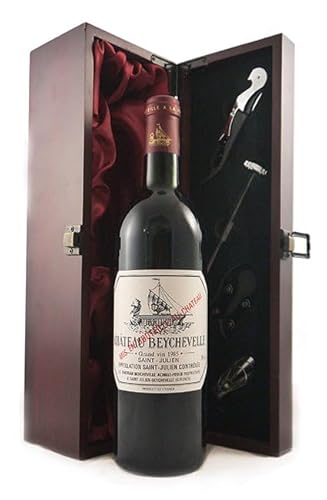 Chateau Beychevelle 1985 Grand Cru Classe St Julien (Red wine) in einer mit Seide ausgestatetten Geschenkbox, da zu 4 Weinaccessoires, 1 x 750ml von vintagewinegifts