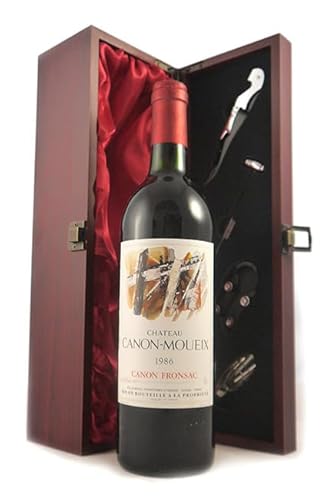 Chateau Canon Moueix 1986 Bordeaux (Red wine) in einer mit Seide ausgestatetten Geschenkbox, da zu 4 Weinaccessoires, 1 x 750ml von vintagewinegifts