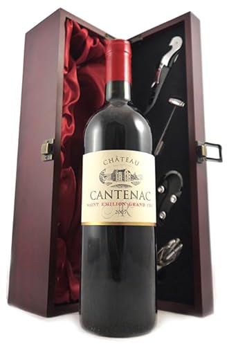 Chateau Cantenac 2005 Saint Emilion Grand Cru (Red wine) in einer mit Seide ausgestatetten Geschenkbox, da zu 4 Weinaccessoires, 1 x 750ml von vintagewinegifts