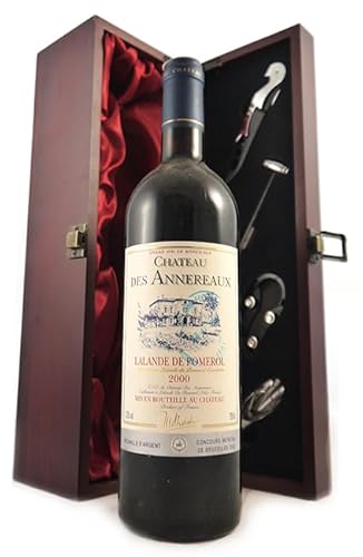 Chateau Des Annereaux 2000 Pomerol (Red wine) in einer mit Seide ausgestatetten Geschenkbox, da zu 4 Weinaccessoires, 1 x 750ml von vintagewinegifts