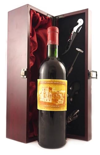 Chateau Ducru Beaucaillou 1970 St Julien Grand Cru Classe (Red wine) in einer mit Seide ausgestatetten Geschenkbox, da zu 4 Weinaccessoires, 1 x 750ml von vintagewinegifts