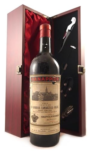 Chateau Grand Barrail Lamarzelle Figeac 1955 St Emilion Grand Cru Classe (Red wine) in einer mit Seide ausgestatetten Geschenkbox, da zu 4 Weinaccessoires, 1 x 750ml von vintagewinegifts