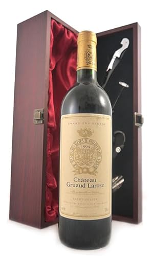 Chateau Gruaud Larose 1994 2eme Grand Cru Classe St Julien (Red wine) in einer mit Seide ausgestatetten Geschenkbox, da zu 4 Weinaccessoires, 1 x 750ml von vintagewinegifts