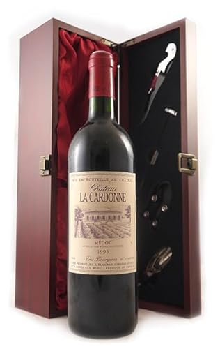 Chateau La Cardonne 1995 Medoc Cru Bourgeois (Red wine) in einer mit Seide ausgestatetten Geschenkbox, da zu 4 Weinaccessoires, 1 x 750ml von vintagewinegifts