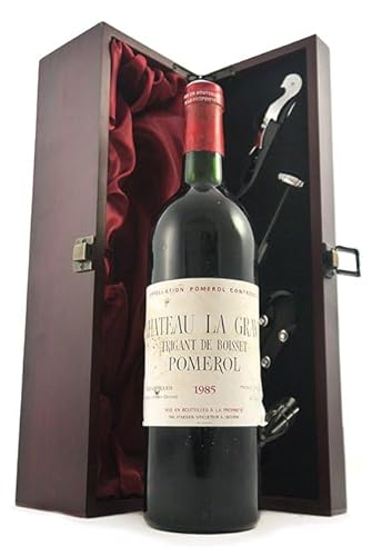 Chateau La Grave 'Trigant de Boisset' 1985 Pomerol (Red wine) in einer mit Seide ausgestatetten Geschenkbox, da zu 4 Weinaccessoires, 1 x 750ml von vintagewinegifts