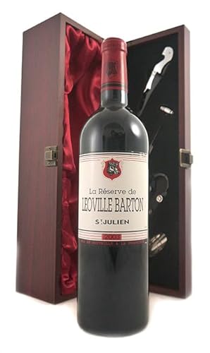 Chateau La Reserve de Leoville Barton 2004 Grand Cru Classe St Julien (Red wine) in einer mit Seide ausgestatetten Geschenkbox, da zu 4 Weinaccessoires, 1 x 750ml von vintagewinegifts