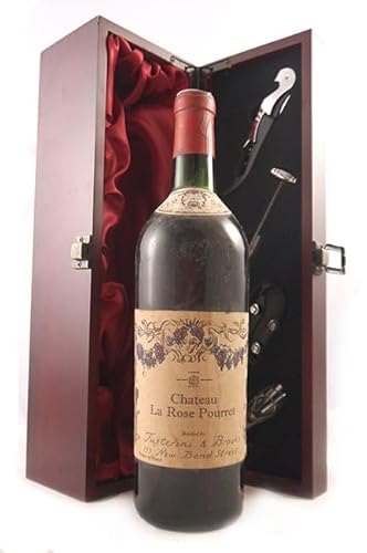 Chateau La Rose Pourret 1955 Grand Cru Classe Saint Emilion (Red wine) in einer mit Seide ausgestatetten Geschenkbox, da zu 4 Weinaccessoires, 1 x 750ml von vintagewinegifts