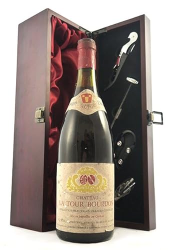 Chateau La Tour Bourdon 1976 (Red wine) in einer mit Seide ausgestatetten Geschenkbox, da zu 4 Weinaccessoires, 1 x 750ml von vintagewinegifts