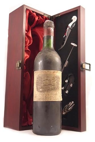 Chateau Lafite Rothschild 1977 1er Grand Cru Classe Paulliac (Red wine) in einer mit Seide ausgestatetten Geschenkbox, da zu 4 Weinaccessoires, 1 x 750ml von vintagewinegifts