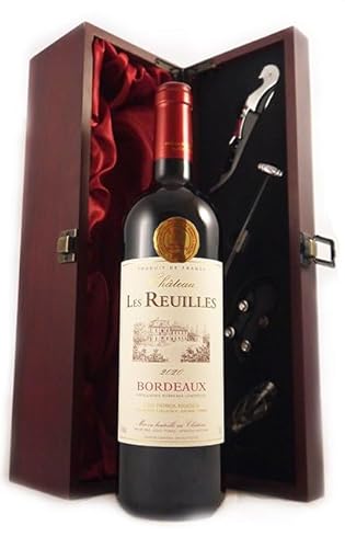 Chateau Les Reuilles 2020 Bordeaux (Red wine) in einer Geschenkbox, da zu 4 Weinaccessoires, 1 x 750ml von vintagewinegifts