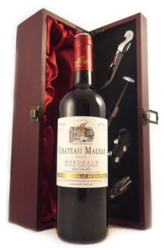 Chateau Malbat 2021 Bordeaux (Red wine) in einer Geschenkbox, da zu 4 Weinaccessoires, 1 x 750ml von vintagewinegifts