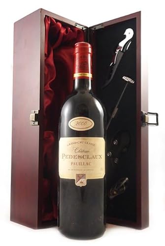 Chateau Pedesclaux 2000 Pauillac Grand Cru Classe (Red wine) in einer mit Seide ausgestatetten Geschenkbox, da zu 4 Weinaccessoires, 1 x 750ml von vintagewinegifts