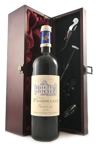 Chateau Pedesclaux 2006 Pauillac Grand Cru Classe (Red wine) in einer mit Seide ausgestatetten Geschenkbox, da zu 4 Weinaccessoires, 1 x 750ml von vintagewinegifts