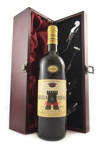 Chateau Pradeaux 2000 Bandol (Red wine) in einer mit Seide ausgestatetten Geschenkbox, da zu 4 Weinaccessoires, 1 x 750ml von vintagewinegifts