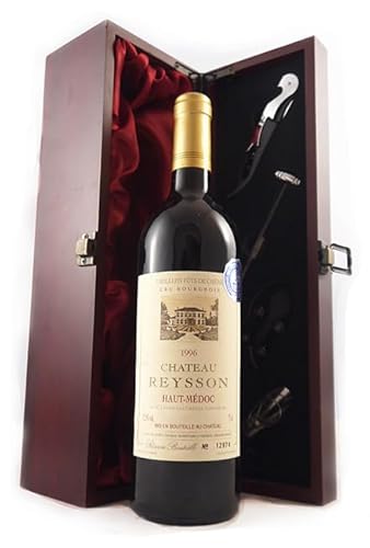 Chateau Reysson 1996 Haut Medoc Cru Bourgeois (Red wine) in einer mit Seide ausgestatetten Geschenkbox, da zu 4 Weinaccessoires, 1 x 750ml von vintagewinegifts