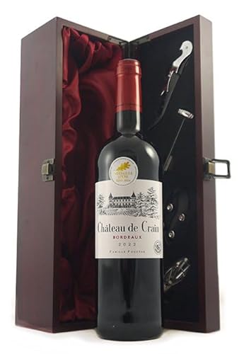 Chateau de Crain 2022 Bordeaux (Red wine) in einer Geschenkbox, da zu 4 Weinaccessoires, 1 x 750ml von vintagewinegifts