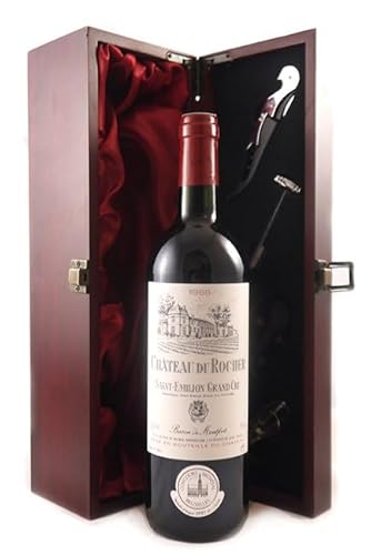 Chateau du Rocher 1995 Saint Emilion Grand Cru (Red wine) in einer mit Seide ausgestatetten Geschenkbox, da zu 4 Weinaccessoires, 1 x 750ml von vintagewinegifts