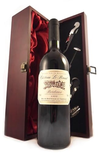 Chateau le Breuil 1999 Bordeaux (Red wine) in einer mit Seide ausgestatetten Geschenkbox, da zu 4 Weinaccessoires, 1 x 750ml von vintagewinegifts