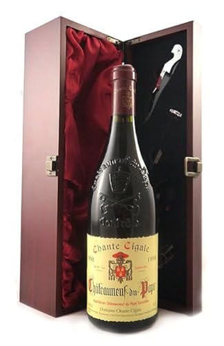 Chateauneuf du Pape 1998 Chante Cigale (Red wine) in einer mit Seide ausgestatetten Geschenkbox, da zu 4 Weinaccessoires, 1 x 750ml von vintagewinegifts