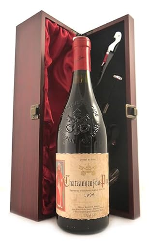 Chateauneuf du Pape 1999 (Red wine) in einer mit Seide ausgestatetten Geschenkbox, da zu 4 Weinaccessoires, 1 x 750ml von vintagewinegifts